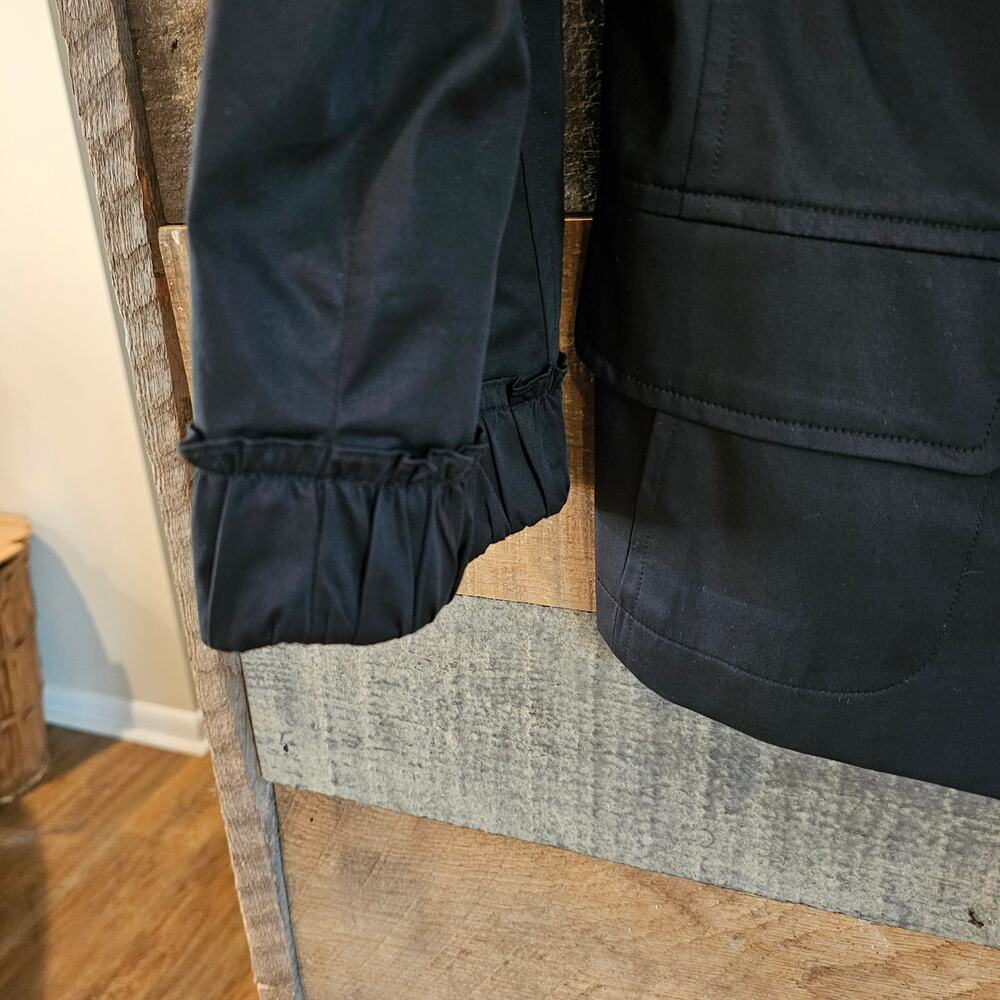 Talbots Solid Black Long Sleeve Collared Ruffled … - image 7